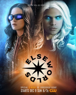 Parodia plakatu crossoveru Arrowverse