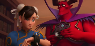 Postacie ze Street Fighter – w filmie pojawiają się Chun-Li, Bison, Ken i Ryu.