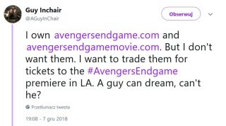 Avengers: Endgame - żart internauty