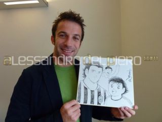 Alessandro Del Piero ze szkicem od twórcy Kapitana Tsubasy