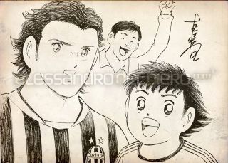 Szkic twórcy Kapitana Tsubasy, który Del Piero otrzymał w prezencie