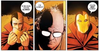 Tajemniczy pacjent w złotej masce w Azylu Arkham to Psycho-Pirate - manipulująca rzeczywistością i snami postać, która była kluczowa w czasie Kryzysu na nieskończonych Ziemiach