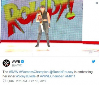 Ronday Rousey jako Sonya Blade na WWE Chamber