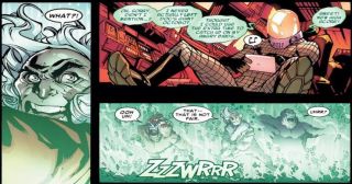 Angry Birds - Mysterio otoczył Pajączka całą armią wersji samego siebie; sęk w tym, że nie był nawet blisko pola bitwy - w tym czasie grał w Angry Birds