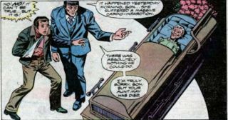 Śmierć cioci May - Peter zobaczył ciocię w otwartej trumnie, a właściciel zakładu pogrzebowego przekonywał go, że kobieta zmarła w wyniku zawału serca