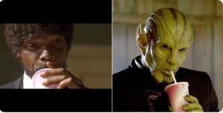 Na poziomie wizualnym w filmie zostają odtworzone przynajmniej 2 sceny z "Pulp Fiction" - Jules pijący napój