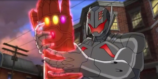 Ultron (animacja „Marvel Avengers: Zjednoczeni”) – plan Tony’ego Starka na pokonanie Thanosa zakładał wysłanie do walki z nim uzbrojonego w Rękawicę robota znanego jako Arsenal. Sęk w tym, że ostatecznie okazał się nim sam Ultron. Ujmując rzecz z czysto technicznego punktu widzenia: złoczyńca nie tyle założył artefakt, co de facto się w niego przemienił.