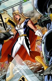Thor Girl – kosmitka, która sprzymierzyła się z Thorem, gdy ten pomógł w odparciu ataku Thanosa na jej planetę. Po wyruszeniu wraz z bogiem burzy i piorunów na Ziemię przybrała postać Thor Girl. 