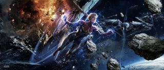 Kapitan Marvel - szkic koncepcyjny