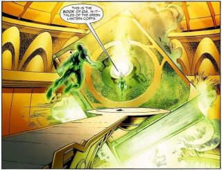 „Księga Strażników”, o której mówi Monitor, to znana z komiksów o Zielonych Latarniach Księga Oa – to ona zawiera historie o strażnikach wszechświata i Korpusie Zielonych Latarni. Jeden z członków tej ostatniej grupy otrzymuje nawet honorową funkcję Strażnika Księgi Oa.