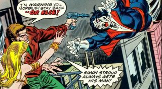 W jednej z historii X-Meni obwinili Spider-Mana za porwanie dawnego przyjaciela Charlesa Xaviera, Hansa Jorgensona. Ostatecznie okazało się, że uprowadził go Morbius, któremu przyszło zmierzyć się z całą armią mutantów. Walka ta była jedną z ostatnich, w których Morbiusa ukazano jego złoczyńcę – od tej pory postanowił on działać na własną rękę, pomagając wielu napotkanym osobom.