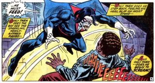 Michael Morbius zadebiutował w komiksach w październiku 1971 roku w zeszycie „The Amazing Spider-Man #101”. Co ciekawe, wprowadzenie tej postaci jest związane ze zmianami, jakie w lutym tego samego roku wprowadzono w konserwatywnym Kodeksie Komiksowym. Zadecydowano więc, że autorzy historii obrazkowych ponownie mogą wykorzystywać takie postacie jak wampiry.