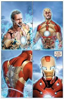 W serii „Iron Man: Extremis” twórcy pokazali nieco inną genezę zbroi herosa: w rzeczywistości w jego ciele znajdowały się więc nanity, które po aktywacji siłą umysłu przenikały przez otwory w skórze i następnie formowały pancerz.   
