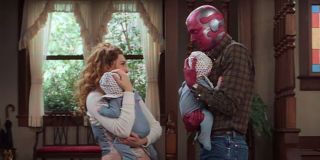 W „Rodzie M” Wanda i Vision mieli dzieci, przy czym bohaterka stworzyła je za pomocą magii z części demona Mefisto. Wydaje się jednak, że w serialu fakt posiadania latorośli będzie raczej związany z potrzebą wymyślenia rzeczywistości na poczekaniu i uniknięcia kolejnych niewygodnych pytań ze strony sąsiadów, jakby Wanda na bieżąco aktualizowała świat w zależności od obecnych potrzeb. Tym samym nadpisuje ona rzeczywistość, co może mieć konsekwencje dla trwania całego multiwersum.