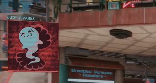 Symbol widoczny podczas rozmów telefonicznych z Judy Alvarez to duch wyskakujący z muszli, czyli "Ghost in the Shell".