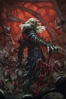 Knull dysponuje mieczem Necrosword, wykutym z pierwotnego Mroku, który odcinał już głowy Celestian