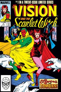 Zabawna poza, którą przyjmują tytułowi bohaterowie w reakcji na zdarzenia wokół nich, to nawiązanie do okładki komiksu „The Vision and the Scarlet Witch #1”. 
