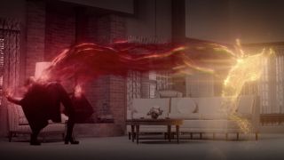 Ze słów Harkness wynika, że zdolności Wandy opierają się na uznawanej przez nią wcześniej jedynie za mityczną magii chaosu. W komiksach magia ta pochodzi od Chthona, jednego ze starszych bogów, władcy ziemi i pierwszej istoty korzystającej z czarnej magii. Co ciekawe, gdy w komiksach Doktor Strange odkrył, że Maximoff sięga właśnie po magię chaosu, uznawał ją za wytwór wyobraźni bohaterki – dopiero później, po dokonanej przez Chthona inwazji, przekonał się, że umiejętności były prawdziwe. 