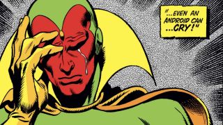 Gdy Vision żegna się z Wandą, na jego policzku widzimy łzę. To wyraźne nawiązanie do komiksu „Avengers #58”, w którym pokazano wprowadzenie Visiona do drużyny Mścicieli. Zanim do tego doszło, inni herosi mówili o jego człowieczeństwie i heroizmie, także doprowadzając go do wzruszenia.