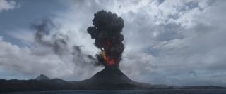 Powstała też teoria, że w trakcie tej erupcji za chmurą dymu i pyłów wulkanicznych (żółta barwa) widać potężną postać – najprawdopodobniej Celestianina.