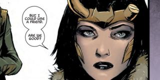 Jeden z rogów Sylvie jest odcięty – taki sam obrót spraw widzieliśmy już w komiksach z serii „Loki: Agent of Asgard”. 