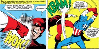 W świecie komiksów do pojedynku Kapitana Ameryki i Red Guardiana faktycznie doszło. Stało się to w zeszycie „Avengers #44” z 1963 roku, w którym obaj herosi wzięli się za łby. Cap wyraźnie przeważał w starciu, lecz później został porażony prądem przez przełożonego Aleksieja, pułkownika Linga. Szostakow koniec końców uznał, że takie potraktowanie Kapitana Ameryki jest pozbawione honoru; pomógł więc Capowi w wydostaniu się z niewoli, w konsekwencji czego sam stracił życie.