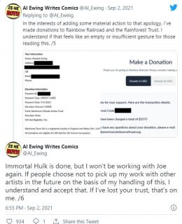 Al Ewing - wpis na Twitterze