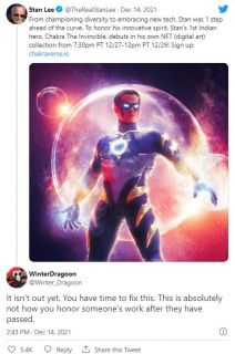 Reakcje na wpis na twitterowym koncie Stana Lee