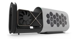 Alienware Concept Polaris - projekt koncepcyjny stacji dokującej dla zewnętrznej karty graficznej. Ten sprzęt pozwoliłby podpiąć do laptopów najwydajniejsze karty z linii NVIDIA RTX 3090