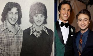 Zdjęcie licealne z 1978 roku oraz Andy Samberg i Daniel Radcliffe w 2013 roku
