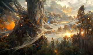 Szkic Mrocznej Puszczy przerobiony przez sztuczną inteligencję