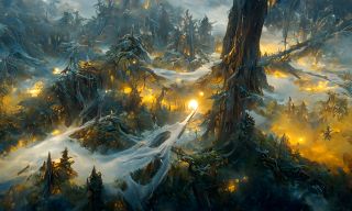 Szkic Mrocznej Puszczy przerobiony przez sztuczną inteligencję