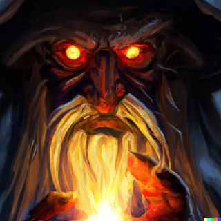 Gandalf poddający się mocy Jedynego Pierścienia (Dall-E2)