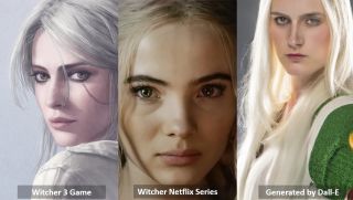 Ciri - porównanie wyglądu (gra Dziki Gon, serial Netfliksa i praca AI mająca odwzorować wygląd z książek)