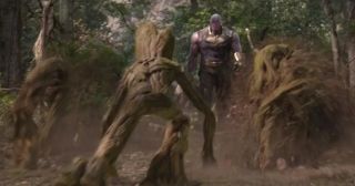 Groot w czasie walki z Thanosem