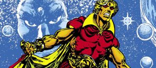 Adam Warlock w locie korzystający z pełni mocy – nieco szybciej niż prędkość światła