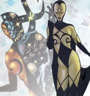 7. Nieskończoność - Siostra Wieczności, istnieje jednocześnie w każdym zakątku uniwersum, potrafiąc dowolnie zmieniać rzeczywistość. Thanos stwierdził kiedyś, że Nieskończoność jest silniejsza od Lorda Chaosu i Pana Porządku razem wziętych.