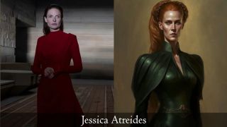 Lady Jessica w filmie i wg opisu z książki (AI)