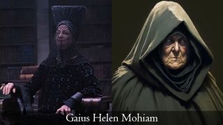 Wielebna Matka Gaius Helena Mohiam w filmie i wg opisu z książki (AI)