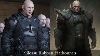 Glossu Rabban Harkonnen w filmie i wg opisu z książki (AI)