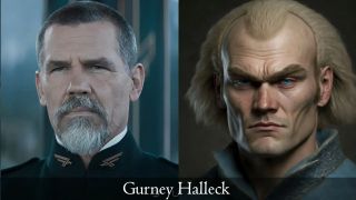 Gurney Halleck w filmie i wg opisu z książki (AI)
