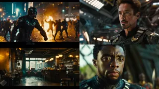 Takie obrazy z kolei Midjourney generowało po wprowadzeniu monitu "Movie Screencap" - bez podawania tytułu filmu