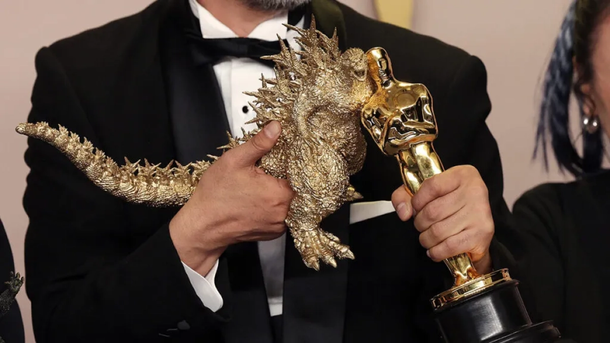 Godzilla thanks for the Oscar.  The network went crazy after the historic award for Minus One