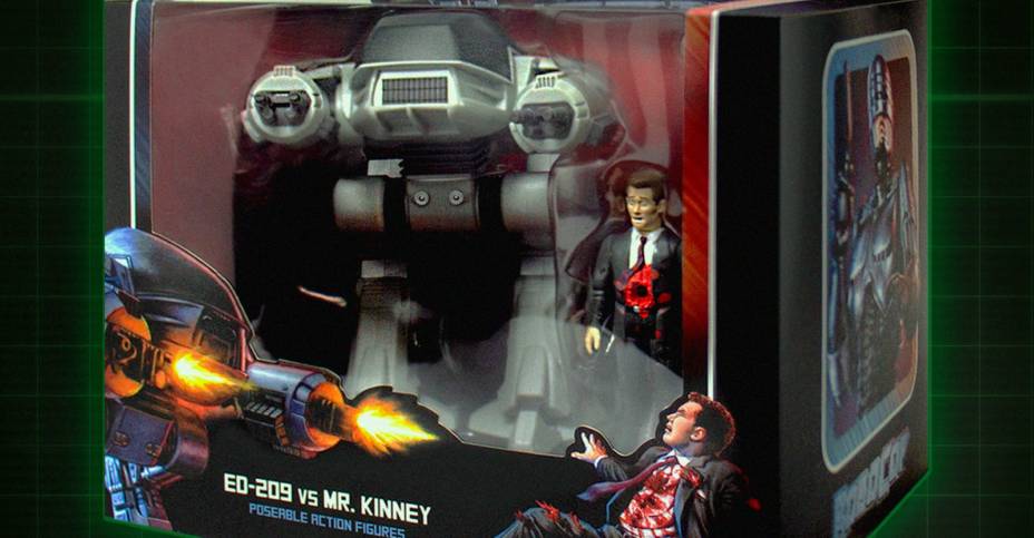     RoboCop: bohaterowie brutalnej sceny z wersji reżyserskiej w formie klasycznych retro-figurek