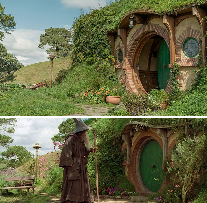 Bag End - dom, w którym mieszkał Bilbo Baggins (obecnie część atrakcji turystycznej Hobbiton, ulokowanej niedaleko miasta Matamata)