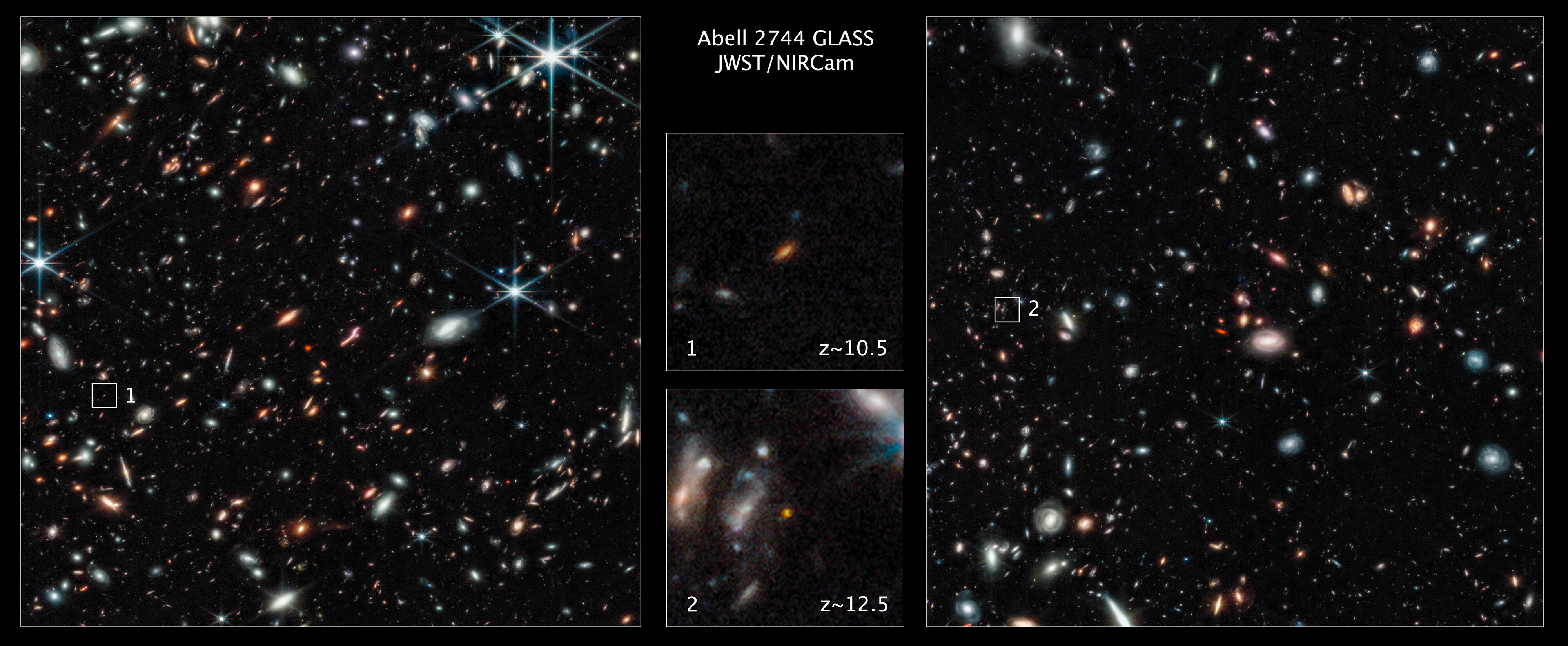 Teleskop Webba - galaktyka GLASS-z12 i gromada Pandora