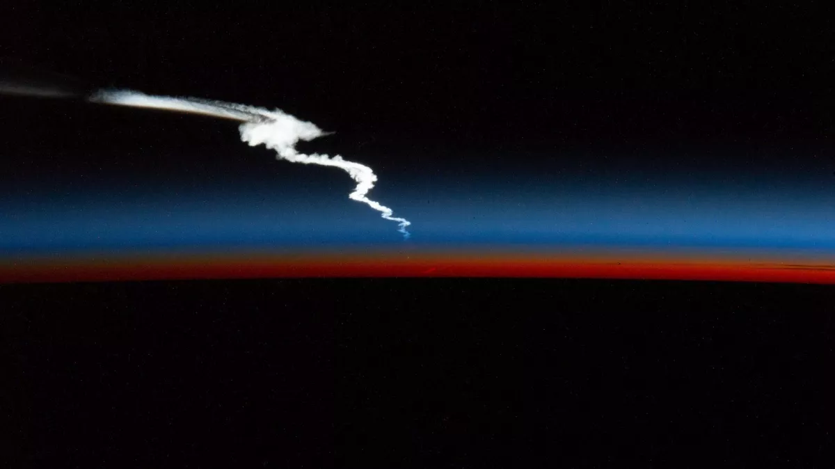 Falcon Heavy - misja USSF-67 (zdjęcie z kamer Międzynarodowej Stacji Kosmicznej)