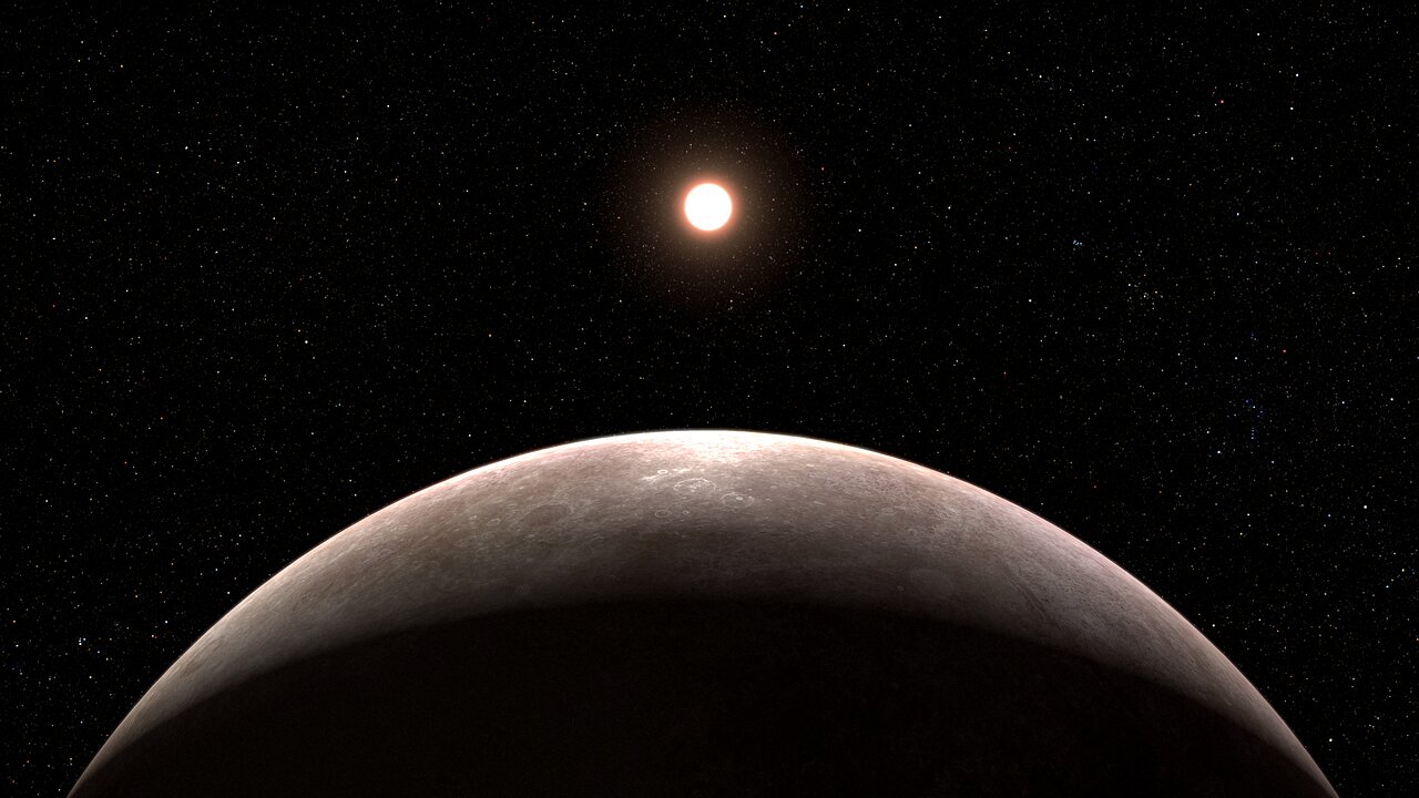Egzoplaneta LHS 475 b (ilustracja wykonana na podstawie danych JWST)