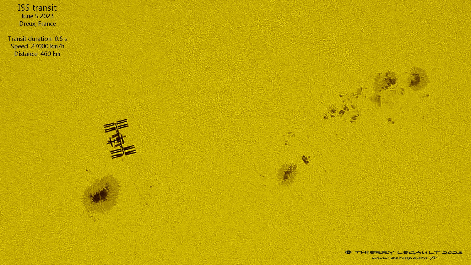 Tranzyt ISS na tle tarczy słonecznej z 6 czerwca