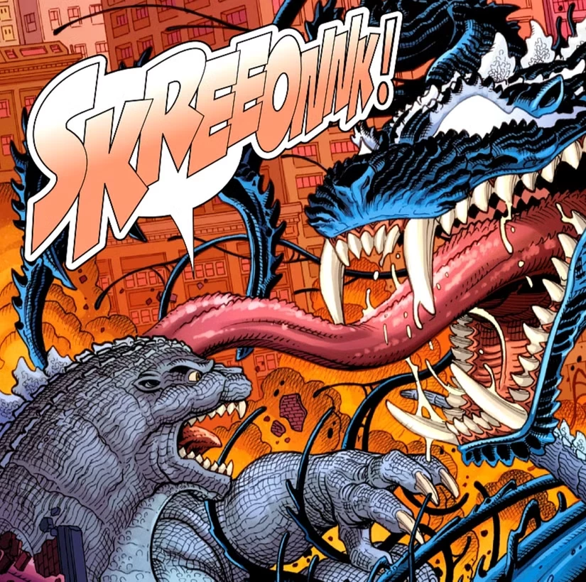 Godzilla Venom – kadr z komiksu Marvela przedstawiający fikcyjnego potwora, będącego połączeniem Venoma i Godzilli